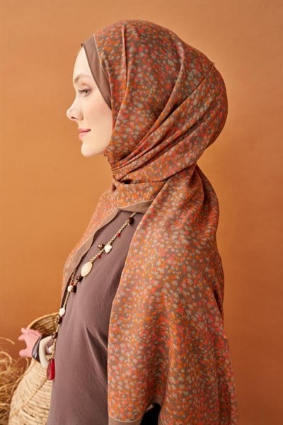 Riva Şal Tencel Secret Garden Koyu Vizon