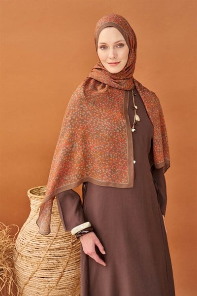 Riva Şal Tencel Secret Garden Koyu Vizon