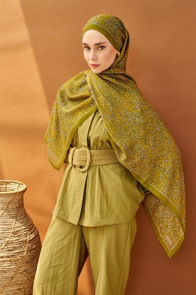 Riva Şal Tencel Secret Garden Olive