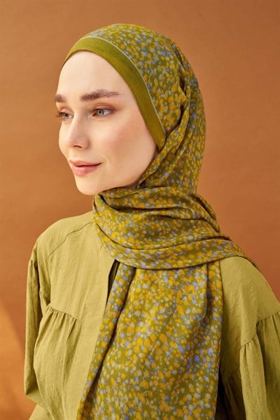 Riva Şal Tencel Secret Garden Olive