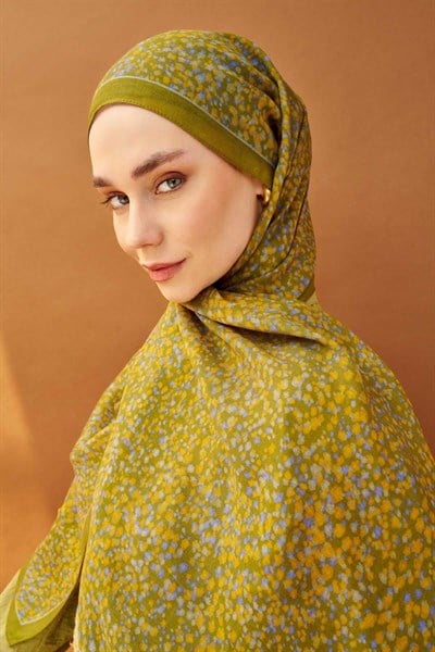 Riva Şal Tencel Secret Garden Olive