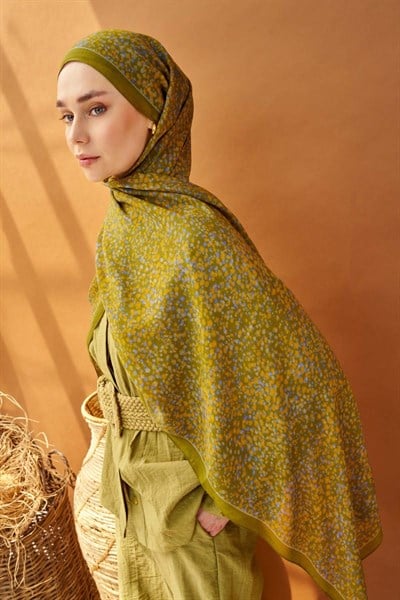 Riva Şal Tencel Secret Garden Olive