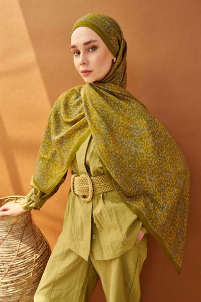 Riva Şal Tencel Secret Garden Olive
