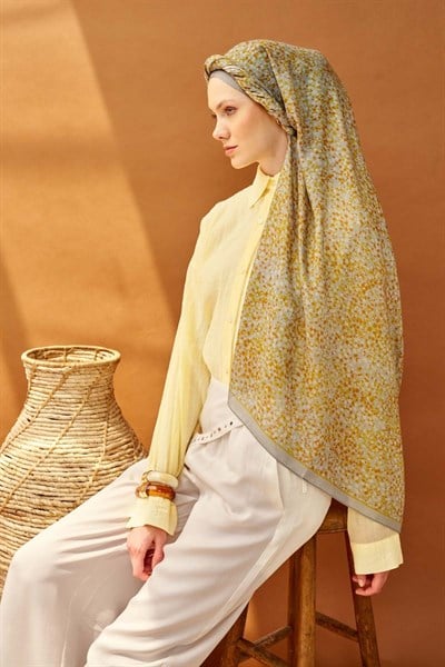 Riva Şal Tencel Secret Garden Sarı