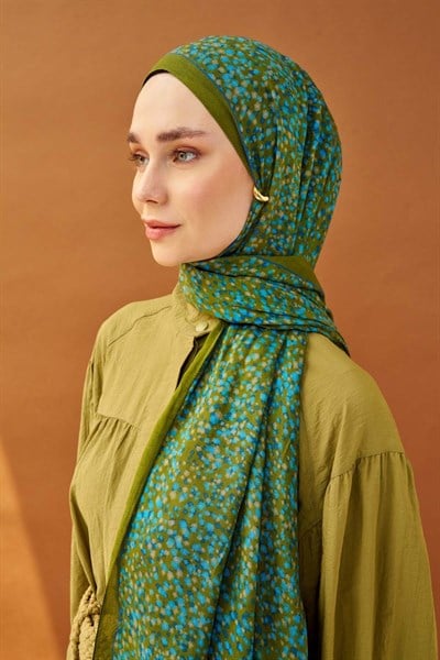 Riva Şal Tencel Secret Garden Yağ Yeşili