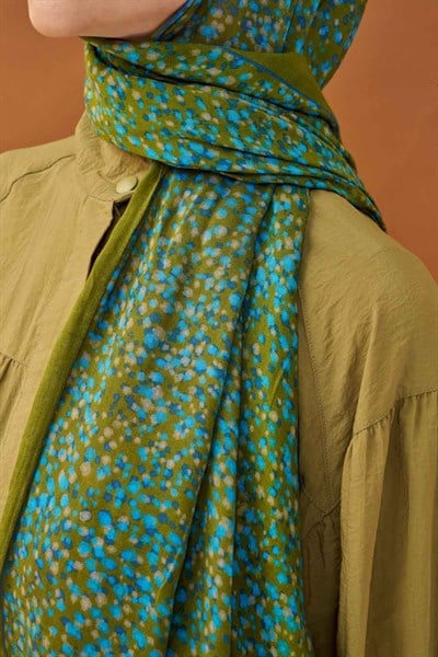 Riva Şal Tencel Secret Garden Yağ Yeşili
