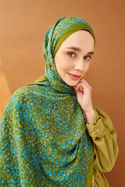 Riva Şal Tencel Secret Garden Yağ Yeşili