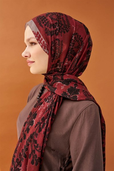Riva Şal Tencel Spring Blossoms Bordo