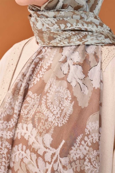 Riva Şal Tencel Spring Blossoms Kahverengi