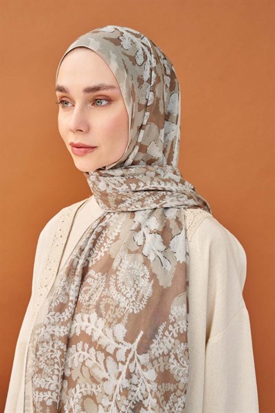 Riva Şal Tencel Spring Blossoms Kahverengi