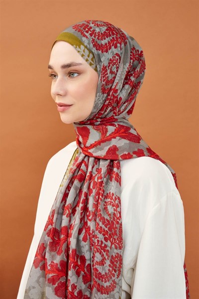 Riva Şal Tencel Spring Blossoms Kırmızı