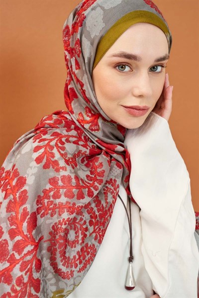 Riva Şal Tencel Spring Blossoms Kırmızı
