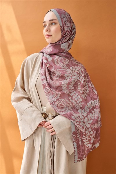 Riva Şal Tencel Spring Blossoms Koyu Pembe