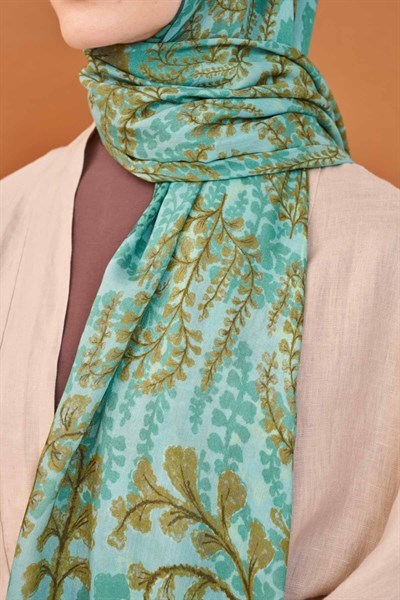 Riva Şal Tencel Spring Blossoms Mint Yeşili