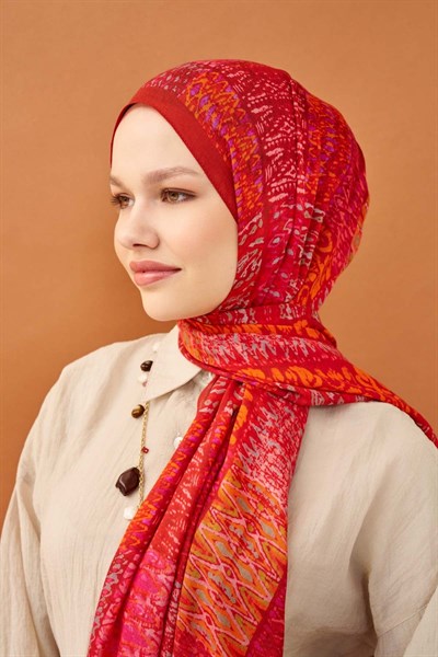 Riva Şal Tencel Terra Kırmızı