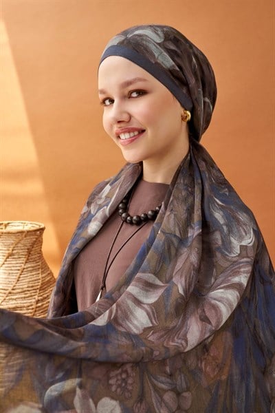 Riva Şal Tencel Wild Flower Acı Kahve