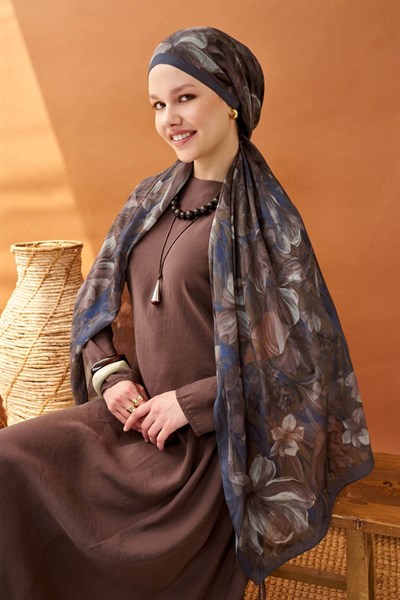 Riva Şal Tencel Wild Flower Acı Kahve