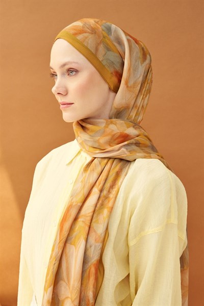 Riva Şal Tencel Wild Flower Altın Sarısı