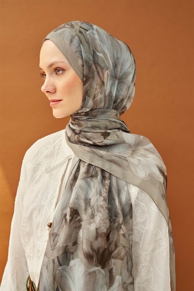 Riva Şal Tencel Wild Flower Gri