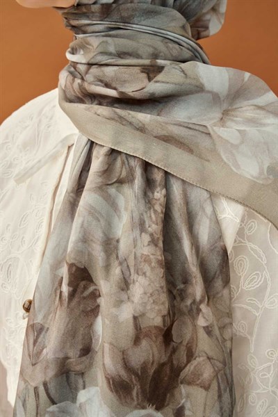 Riva Şal Tencel Wild Flower Gri
