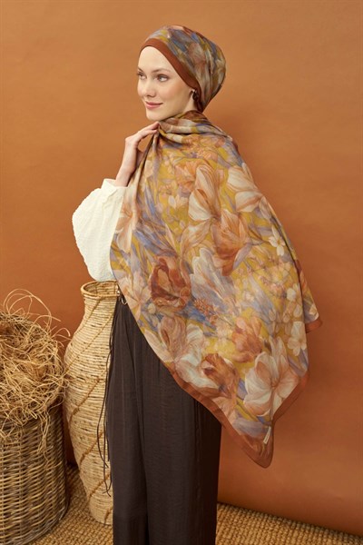 Riva Şal Tencel Wild Flower Hardal Sarısı