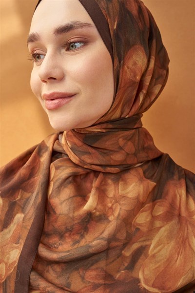 Riva Şal Tencel Wild Flower Kahverengi