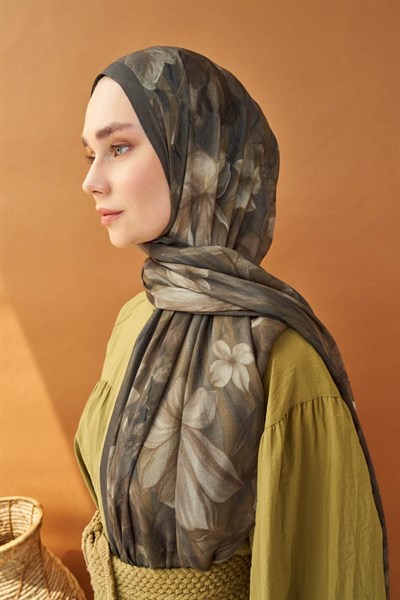 Riva Şal Tencel Wild Flower Koyu Yeşil