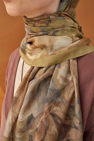 Riva Şal Tencel Wild Flower Küf Yeşili