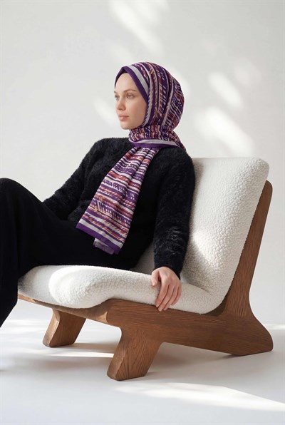 Şerit Desen Gümüş 75X195 Soft Şal