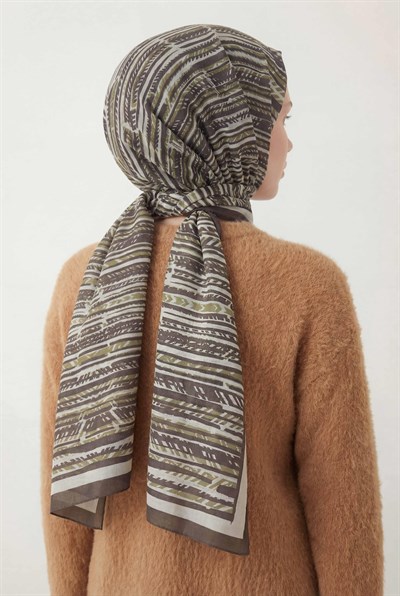 Şerit Desen Haki 75X195 Soft Şal