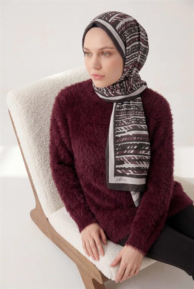 Şerit Desen Pudra 75X195 Soft Şal