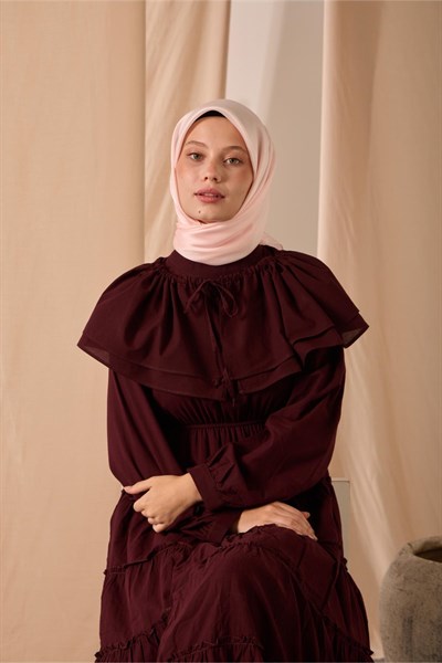 Shiny Düz Eşarp Pembe Parlak Dokulu Su ve Leke Tutmayan 90x90