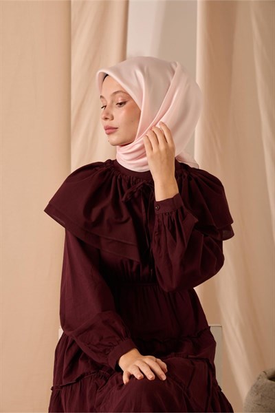 Shiny Düz Eşarp Pembe Parlak Dokulu Su ve Leke Tutmayan 90x90