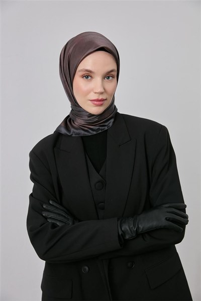 Shiny Işıltı Eşarp Acı Kahve Kahve Etnik Desen 90*
