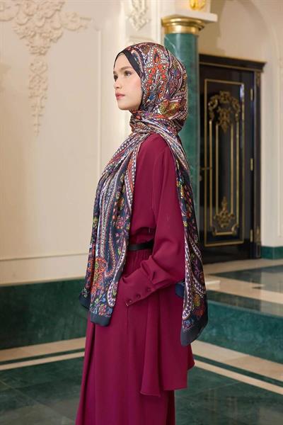 Siyah Turuncu Hint Vual Şal - 5009-07