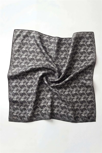 Soft Eşarp Floral Line Antrasit 90x90