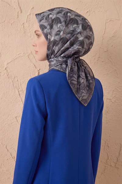 Soft Eşarp Floral Line Antrasit 90x90