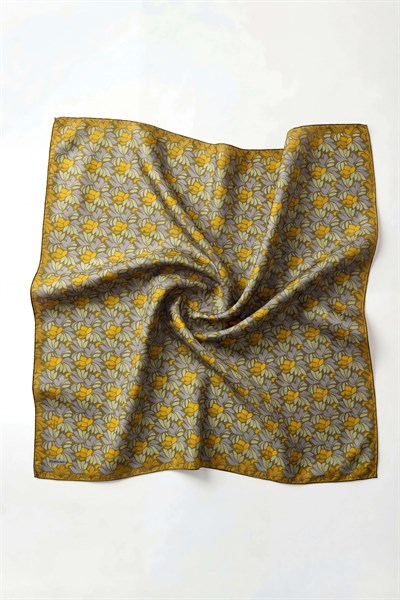 Soft Eşarp Floral Line Çimen Yeşili 90x90