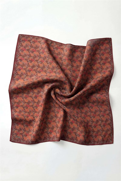 Soft Eşarp Floral Line Kiremit 90x90