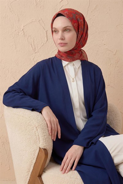 Soft Eşarp Floral Line Kırmızı 90x90