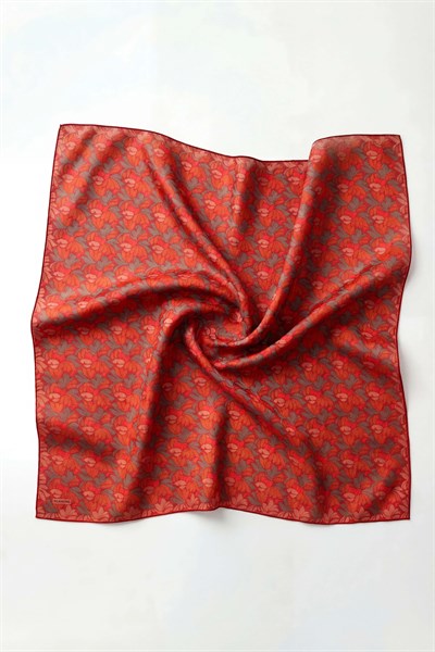 Soft Eşarp Floral Line Kırmızı 90x90