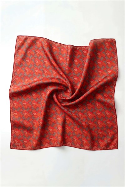 Soft Eşarp Floral Line Kırmızı 90x90