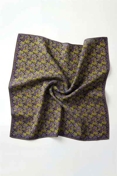 Soft Eşarp Floral Line Koyu Antrasit 90x90