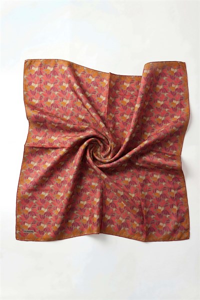 Soft Eşarp Floral Line Koyu Gri 90x90
