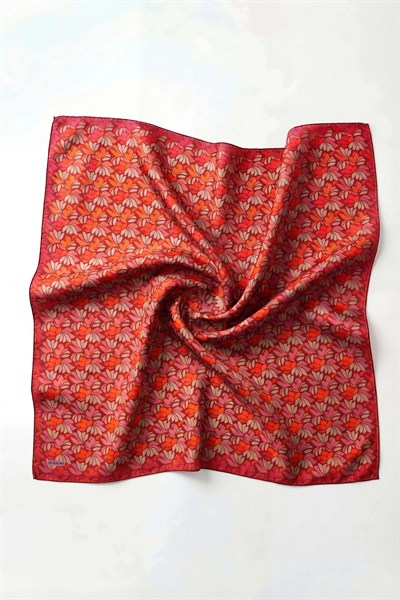 Soft Eşarp Floral Line Koyu Kırmızı 90x90