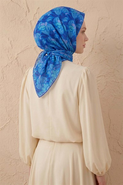 Soft Eşarp Floral Line Lacivert 90x90