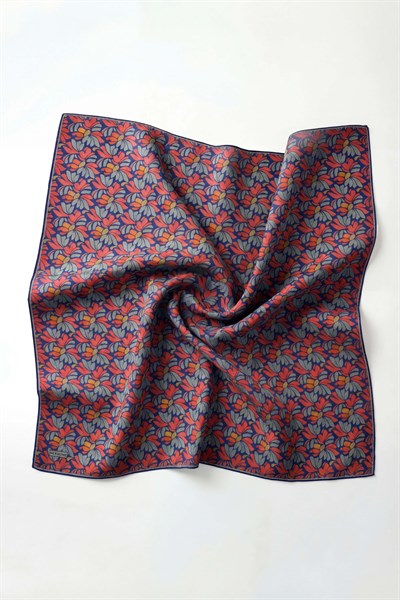 Soft Eşarp Floral Line Mavi 90x90
