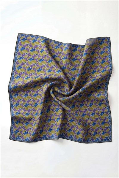 Soft Eşarp Floral Line Mavi Mor 90x90