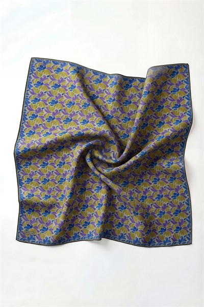 Soft Eşarp Floral Line Mavi Mor 90x90