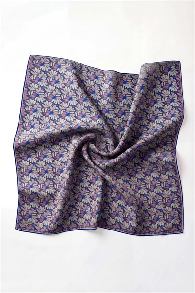 Soft Eşarp Floral Line Mor 90x90